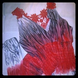 Red,Black & White Dress